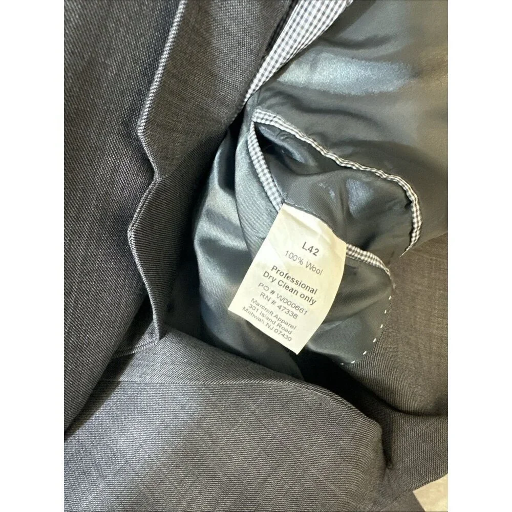 Tommy Hilfiger 100% Wool Blazer Sport Coat Gray 2 Button Size 42L